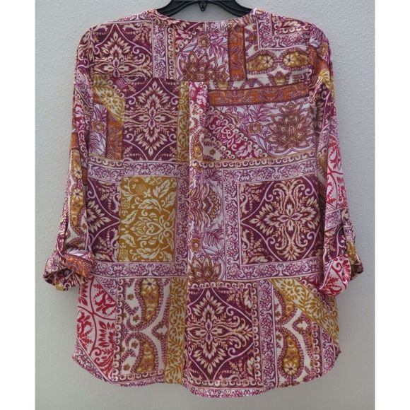 JM Collection 100136387MS Women's Sz M Real Red Holiday Romance V-Neck Blouse - Picture 2 of 8